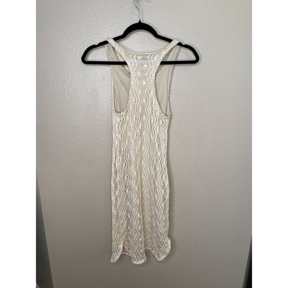 See You Monday Crochet Lace Dress Sleeveless Small Beige Casual Made‎ In USA - Picture 5 of 7